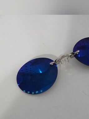 Rimless Blue Mirrored Clip-On Sunglasses
